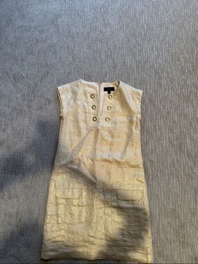 J. Crew Metallic Gold Shift Dress with Gold Grommets